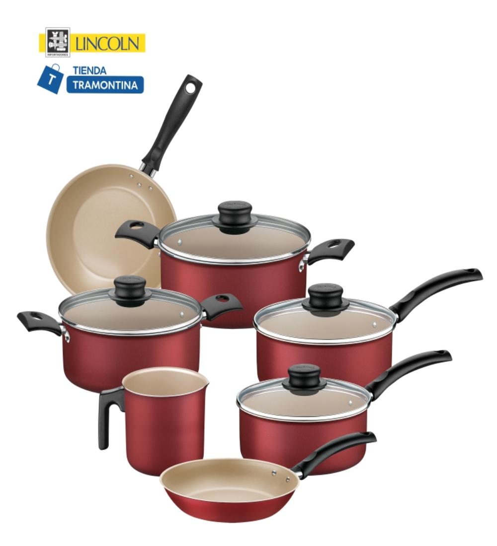 BATERÍA TURIM TRAMONTINA ROJO 7 PIEZAS